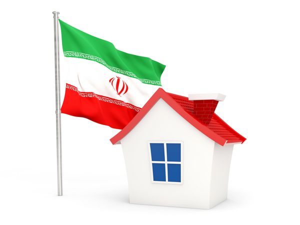 خانه ای با پرچم ایران جدا شده روی سفید