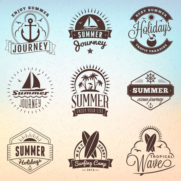 عناصر طراحی تعطیلات تابستانی مجموعه لوگوها