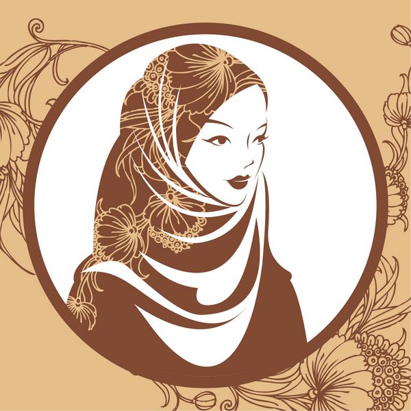 چهره زیبای زن مسلمان عربی تصویر برداری