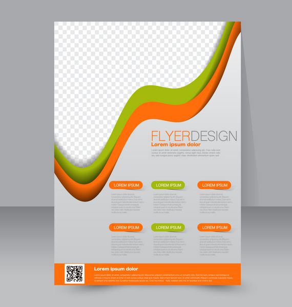 الگو برای بروشور یا فلیکر قابل ویرایش A4 پوستر برای کسب و کار آموزش ارائه وب سایت پوشش مجله رنگ نارنجی و سبز