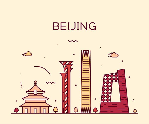خط افق پکن شبح دقیق تصاویر وکتور مد روز سبک خطی