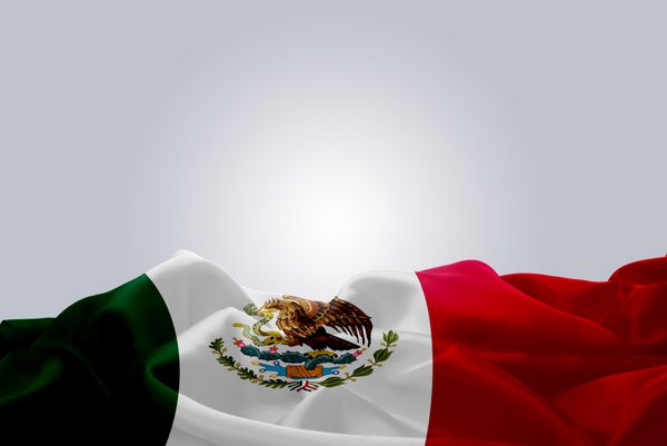 تکان دادن پرچم مکزیک پارچه انتزاعی در زمینه خاکستری