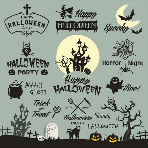 عناصر طراحی هالووین مبارک عناصر طراحی هالووین آرم ها نشان ها برچسب ها نمادها و اشیاء
