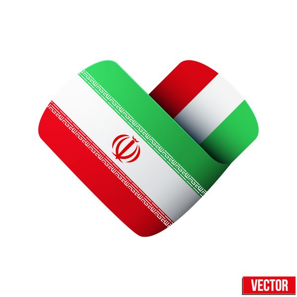 نماد پرچم به شکل قلب من ایران را دوست دارم وکتور جدا شده در پس زمینه سفید