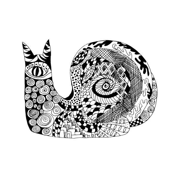 حلزون تلطیف شده zentangle حیوانات ابله سیاه و سفید کشیده شده با دست وکتور با الگوهای قومی طراحی تاتو آفریقایی هندی توتم طرحی برای آواتار پوستر چاپ یا تی شرت