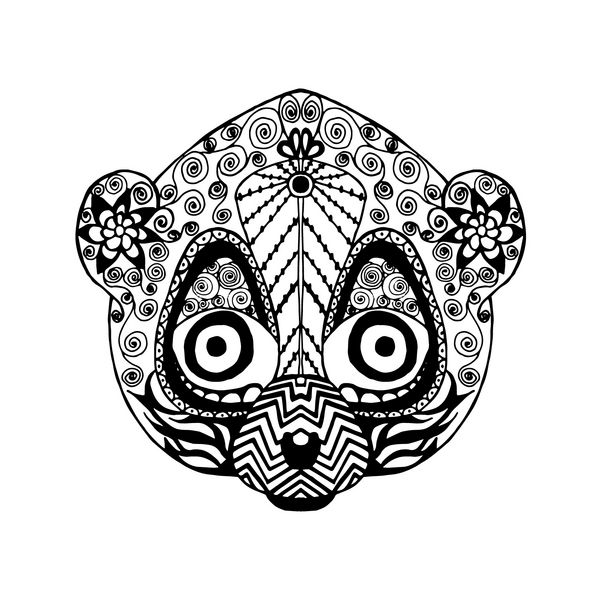 لمور سبک زنتاگل حیوانات ابله سیاه و سفید کشیده شده با دست وکتور با الگوهای قومی طراحی تاتو آفریقایی هندی توتم طرحی برای آواتار پوستر چاپ یا تی شرت
