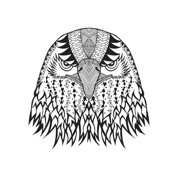 سر عقاب تلطیف شده zentangle حیوانات ابله سیاه و سفید کشیده شده با دست وکتور با الگوهای قومی طراحی تاتو آفریقایی هندی توتم طرحی برای آواتار پوستر چاپ یا تی شرت
