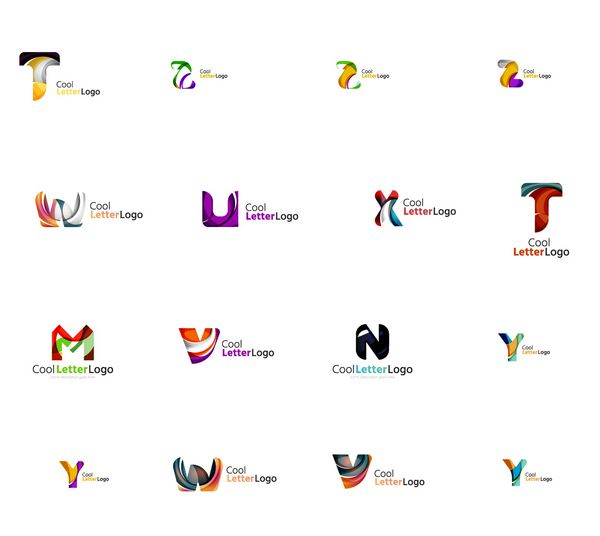 مجموعه ای از ایده های جدید لوگوی شرکت جهانی مجموعه نمادهای تجاری هندسی - حروف الفبا امواج چرخشی و اشکال دیگر