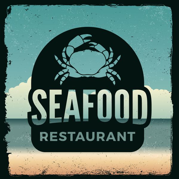 نشان رستوران غذاهای دریایی قدیمی الگوی لوگوتایپ