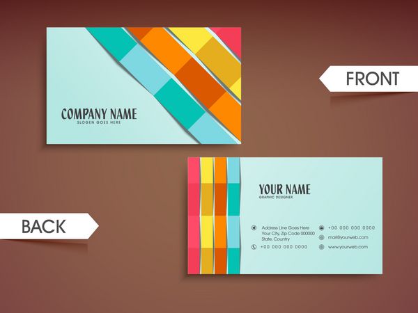 نوارهای کاغذی انتزاعی رنگارنگ تزئین شده کارت ویزیت افقی کارت نام یا کارت ویزیت برای شرکت و سازمان شما