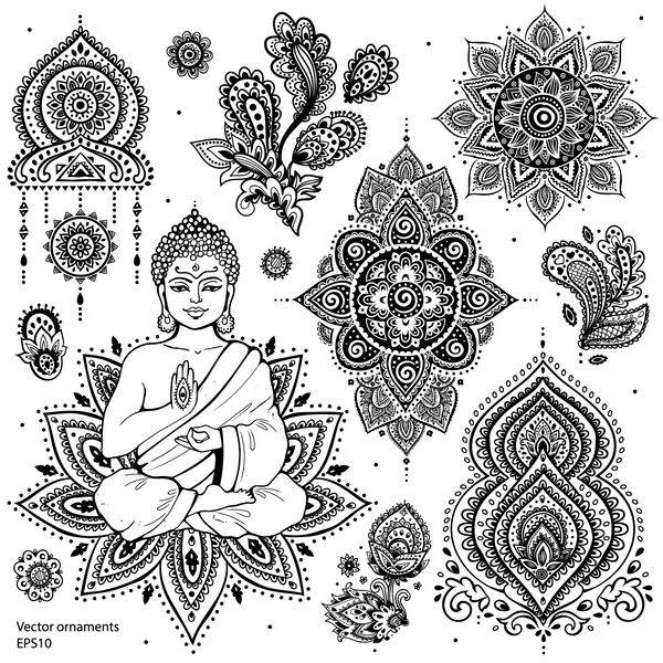 مجموعه ای از عناصر و نمادهای زینتی هندی