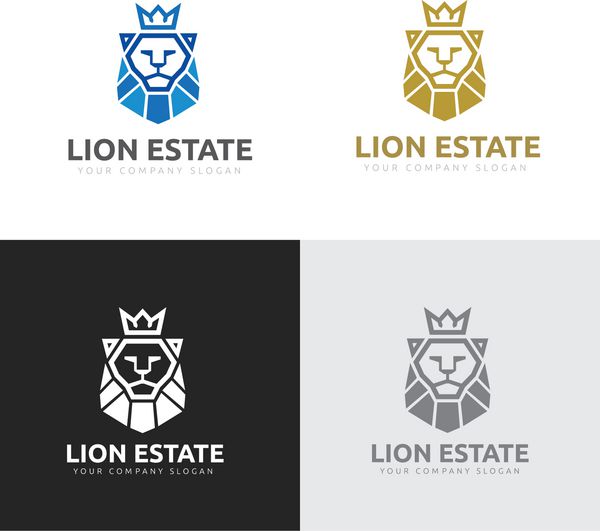 لوگوی شیر لوگوی پادشاه عناصری برای هویت برند الگوی لوگوی برداری