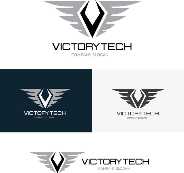 لوگوی پیروزی فناوری لوگوی بال آرم حرف V الگوی لوگوی برداری