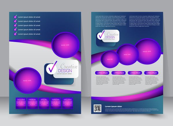 قالب بروشور بروشور کسب و کار پوستر a4 قابل ویرایش برای طراحی آموزش ارائه وب سایت جلد مجله رنگ آبی بنفش و صورتی