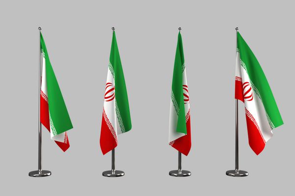 پرچم های داخلی ایران ایزوله در پس زمینه سفید