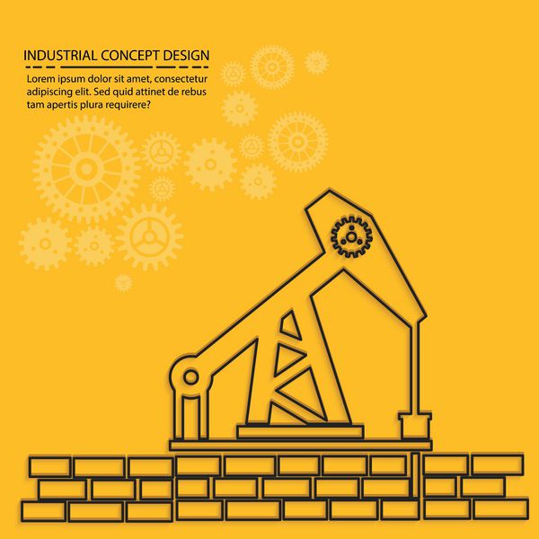 صنعت نفت در پس زمینه زرد وکتور تمیز