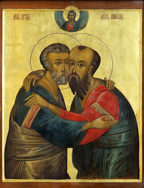 نماد رسولان مقدس پولس و پیتر روی چوب ماهون و طلا
