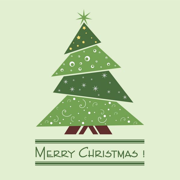 تصویر رنگارنگ با درخت کریسمس سبز تزئین شده تم کریسمس