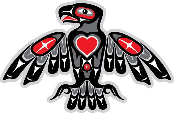 عقاب به سبک هنری بومی با شکل قلب