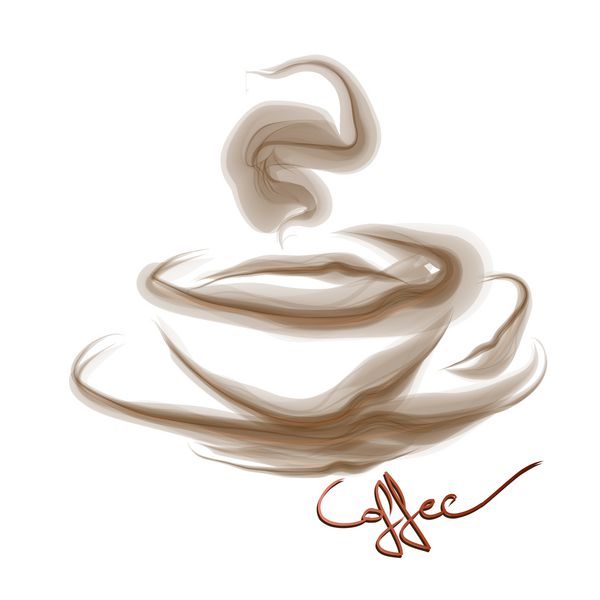 وکتور - دود قهوه هنر جدا شده در پس زمینه سفید