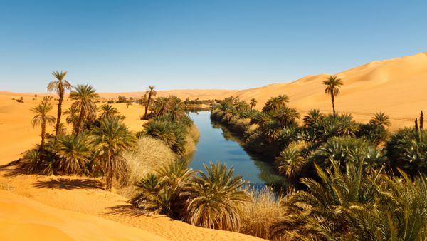دریاچه ام الما - واحه بت در دریای شنی آوی صحرای صحرا لیبی