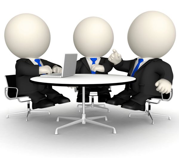 افراد تجاری سه بعدی در یک جلسه شرکتی - جدا شده روی پس زمینه سفید