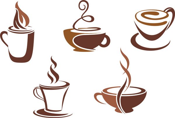 نمادها و نمادهای قهوه و چای برای فست فود طراحی رستوران یا قالب