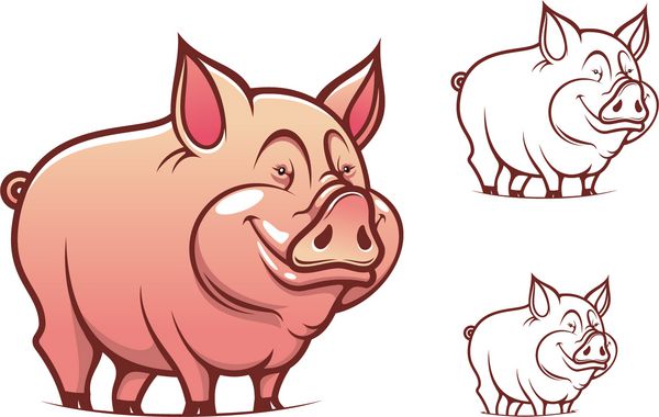 مزرعه کارتونی خوک صورتی جدا شده بر روی سفید چنین آرم نسخه jpeg نیز در گالری موجود است