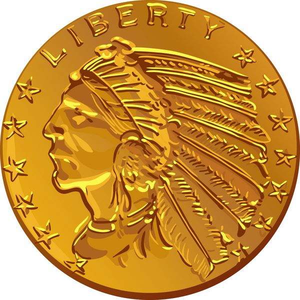 وکتور پول آمریکایی سکه طلای دلاری تصویر آمریکایی اوایل قرن بیستم از سرخپوستان