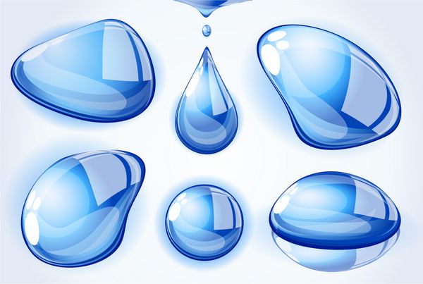 قطرات آب آبی شفاف مجموعه عناصر طراحی وکتور