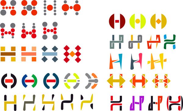 مجموعه ای از نمادهای الفبا و عناصر حرف h چنین آرم نسخه شطرنجی شده نیز در گالری موجود است