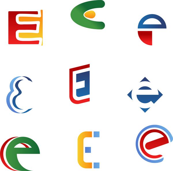 مجموعه ای از نمادهای الفبا و نمادهای حرف e- برای نمادها و آرم ها چنین آرم نسخه شطرنجی شده نیز در گالری موجود است