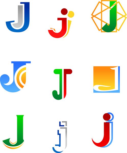 مجموعه ای از نمادهای الفبا و عناصر حرف j چنین آرم نسخه شطرنجی شده نیز در گالری موجود است