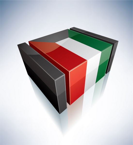 پرچم سه بعدی آسیا ایالت کویت بخشی از مجموعه نمادهای پرچم سه بعدی eps v 10