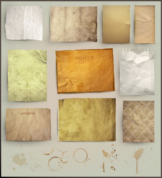 مجموعه اسکرپ بوکینگ بافت های کاغذ قدیمی عناصر کاغذ قدیمی مختلف برای چیدمان های شما