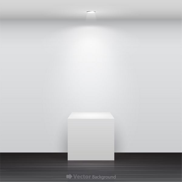 غرفه سفید خالی سه بعدی برای نمایشگاه شما وکتور
