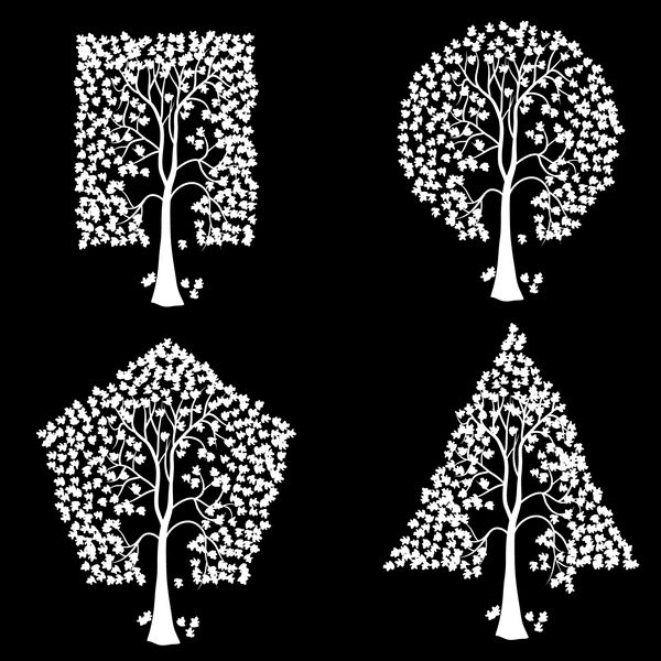 درختانی با اشکال هندسی مختلف مجموعه وکتور