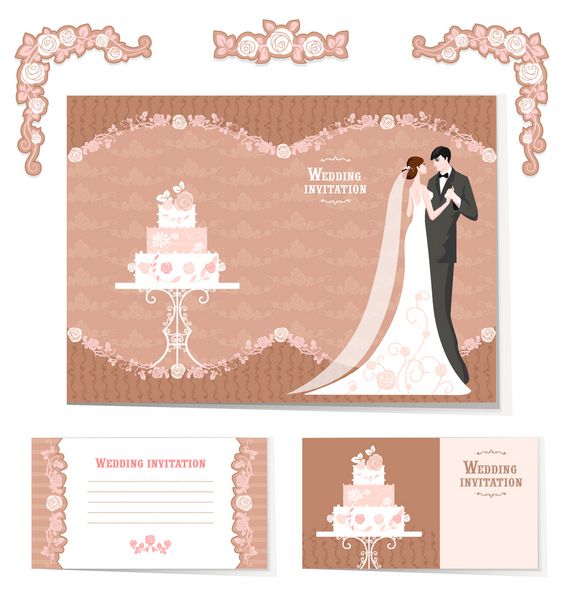 مجموعه زیبای دعوت نامه عروسی و عناصر طراحی با sp برای متن