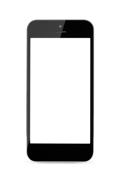 تلفن هوشمند با صفحه نمایش لمسی مدرن با صفحه خالی جدا شده در پس زمینه سفید