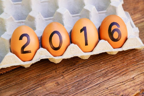 کلمه 2016 از تخم مرغ در سینی کاغذ