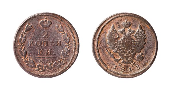 سکه مسی قدیمی روسیه 2 کوپک الکساندر اول 1813