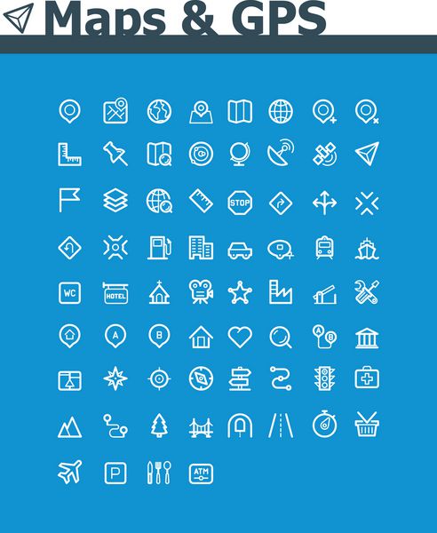 مجموعه آیکون های نقشه وکتور و ناوبری