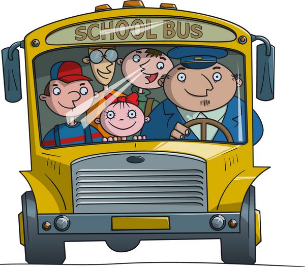 بچه های خوب و راننده اتوبوس مدرسه سوار می شوند