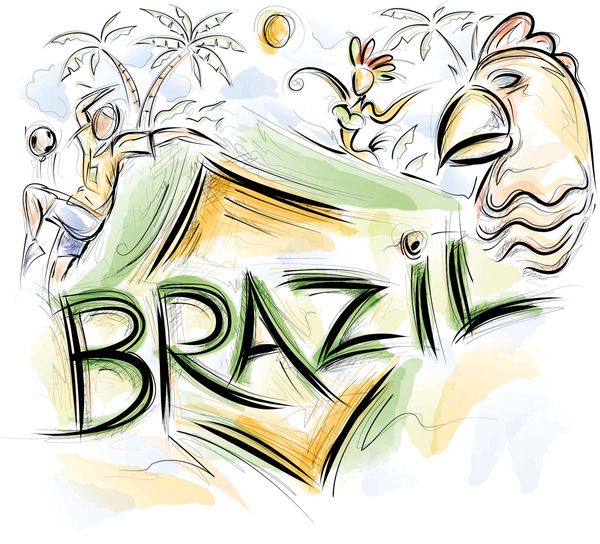 طرح برزیل اثر هنری آبرنگ برزیلی هنر برداری