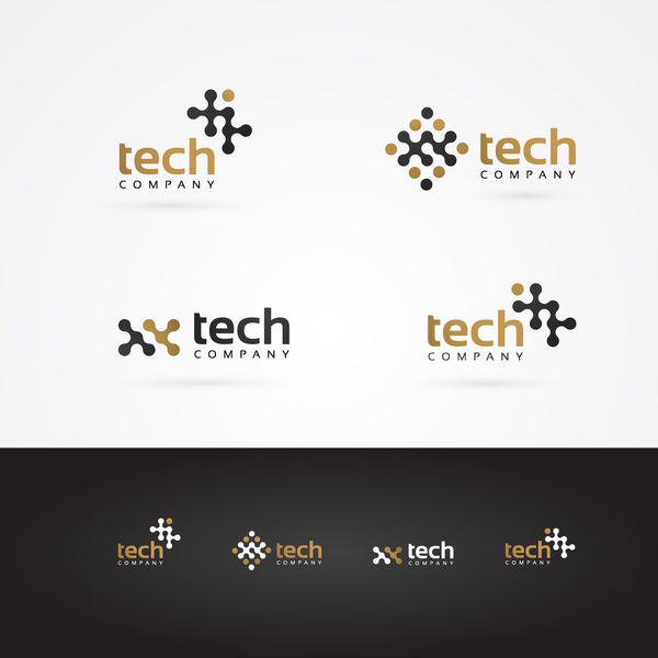 نماد فناوری هندسی گرافیکی وکتور به رنگ طلایی و خاکستری برای شرکت شما