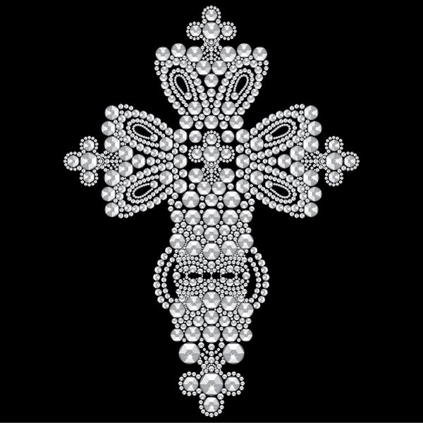 صلیب مسیحی پرنقش‌انگیز از سنگ‌های درخشان لوازم بدلیجات تزئینات لباس تصویر هنری وکتور انتزاعی