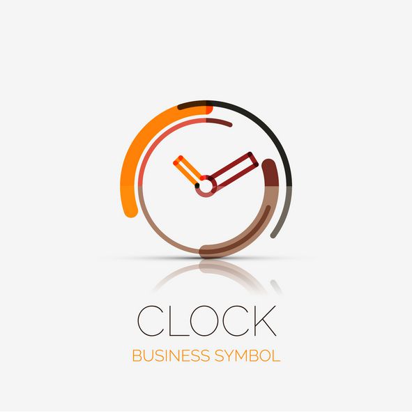 ساعت وکتور طراحی لوگوی شرکت زمان مفهوم نماد تجاری سبک خط مینیمال