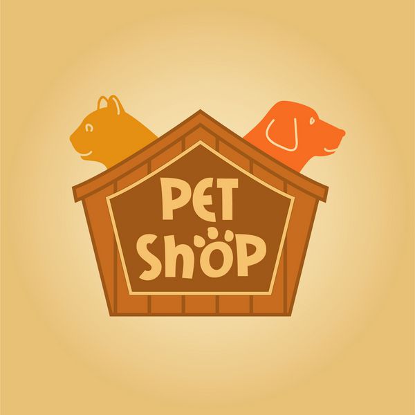 لوگو با حیوانات برای پت شاپ گربه و سگ در خانه وکتور آرم برچسب