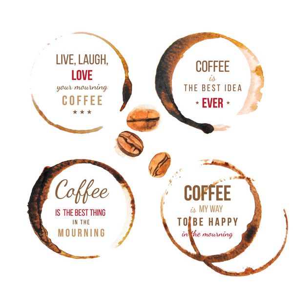 لکه های قهوه با طرح های نوع در مورد قهوه