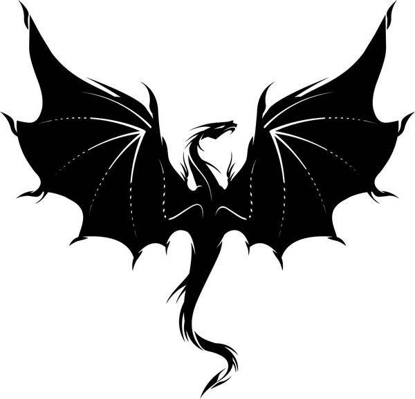 تصویر تلطیف شده از اژدها در سیاه و سفید